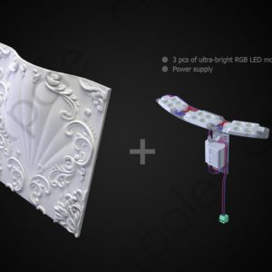 3D Дизайнерская панель из гипса VALENCIA LED WHITE 3 модуля, 600x600 мм, 0,36 м2