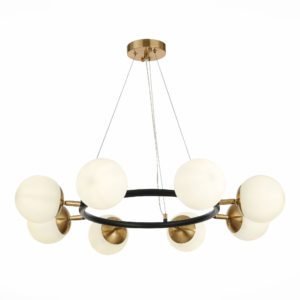 SLE220403-08 Люстра подвесная Черный, Латунь/Белый E27 8*60W FORLI
